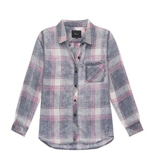Rails Hunter Button Down Up Plaid Shirt Storm Pink
